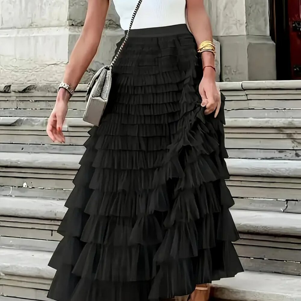 NEW! BOHO Tulle LAYERED MAXI SKIRT SZ L